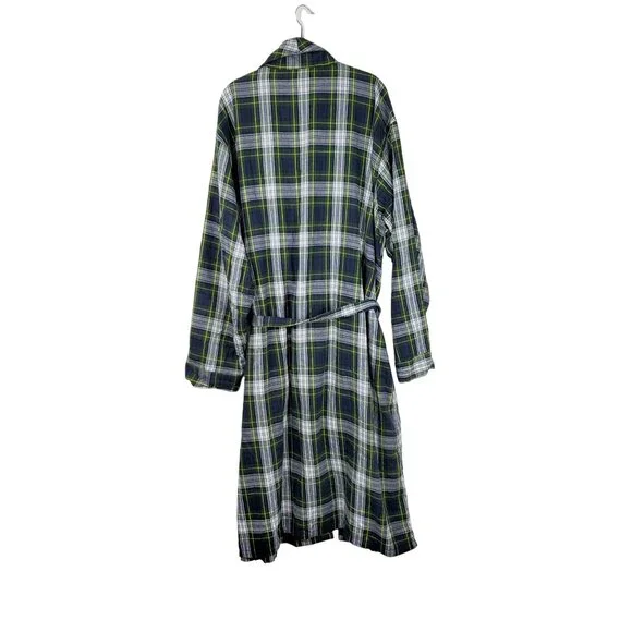 LL Bean Mens XL Gordon Dress Tartan Cotton Flannel Bath Robe Lounge Plaid Cabin - Picture 2 of 7